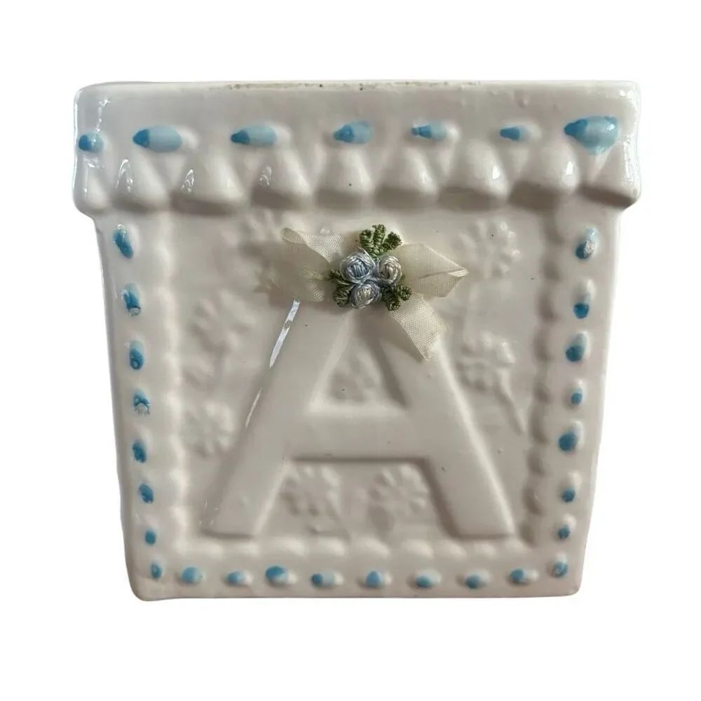 Nursery Baby Block Ceramic Planter